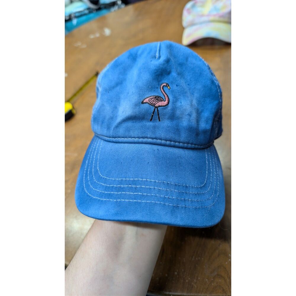 Blue Embroidered Flamingo Baseball Cap - Unstructured Cotton Dad Hat